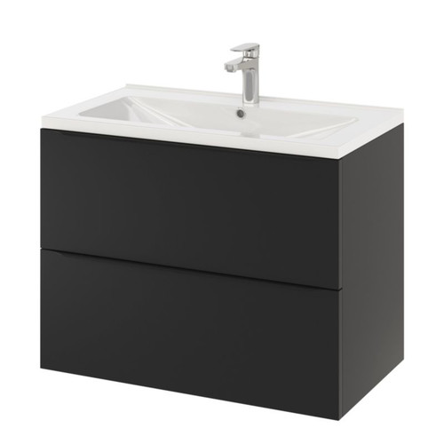 Goodhome Wall-mounted Basin Cabinet Imandra 80cm, matt black