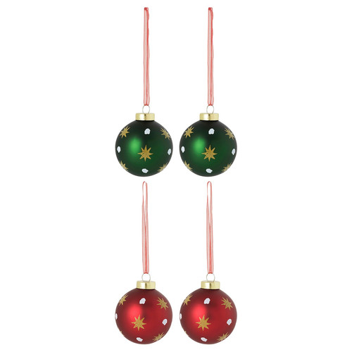 VINTERFINT Decoration, bauble, glass mixed colours, 5 cm, 4 pack