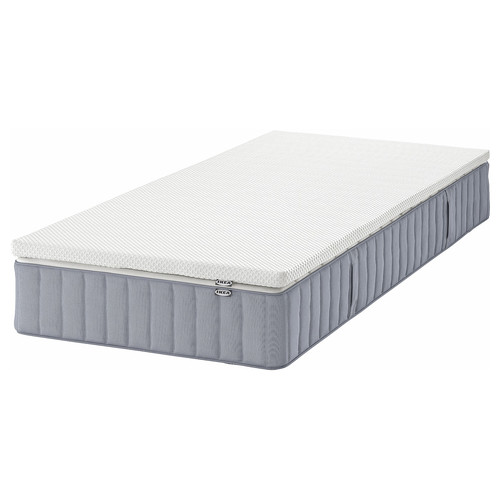 VALEVÅG Mattress and mattress pad, medium firm light blue/Nordberget white, Standard Single