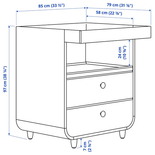 MYLLRA Changing table with drawers, beige