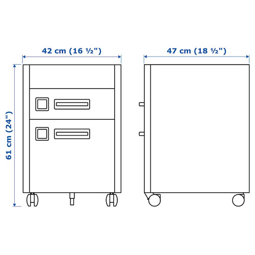 IDÅSEN Drawer unit with smart lock, dark grey, 42x61 cm