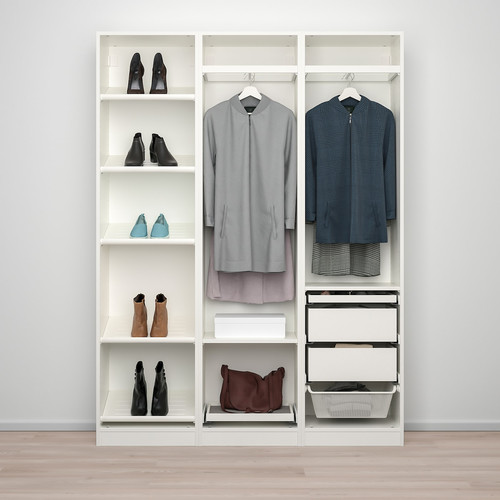 PAX / BERGSBO/ÅHEIM Wardrobe combination, white/mirror glass, 150x38x201 cm