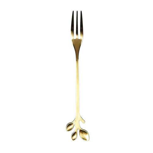 Dessert Fork Set 4pcs, gold leaves