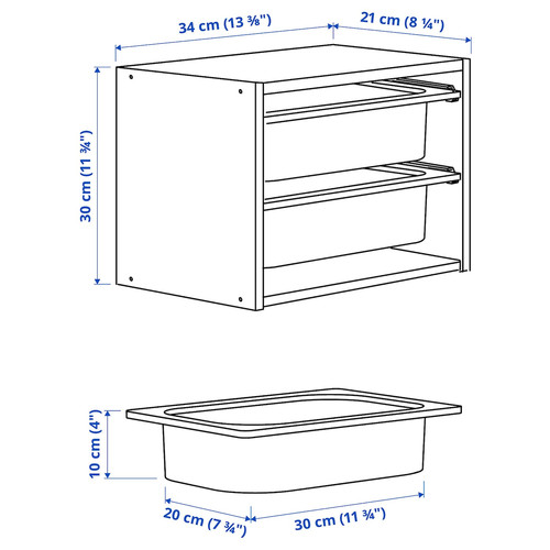 TROFAST Wall storage, grey/dark grey, 34x21x30 cm