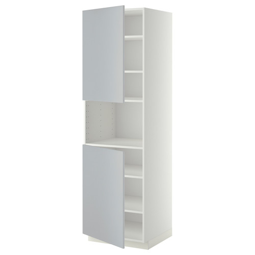 METOD High cab f micro w 2 doors/shelves, white/Veddinge grey, 60x60x200 cm