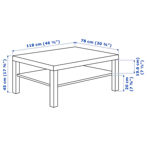 LACK Coffee table, white stained oak effect, 118x78 cm