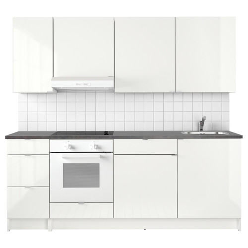 KNOXHULT Kitchen, high-gloss white, 220x61x220 cm