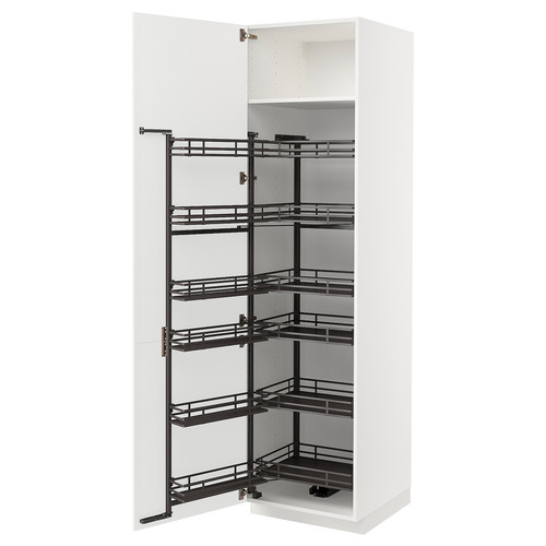 METOD High cabinet with pull-out larder, white/Ringhult light grey, 60x60x220 cm