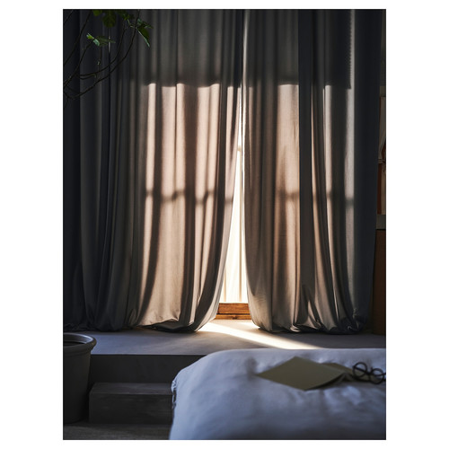 SANDSVINGEL Curtains, 1 pair, grey, 135x300 cm