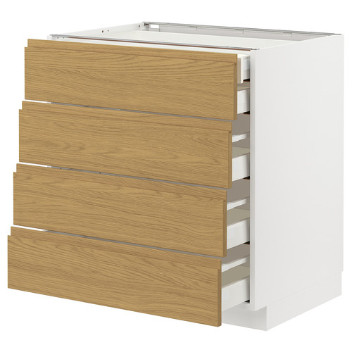 METOD / MAXIMERA Base cb 4 frnts/2 low/3 md drwrs, white/Voxtorp oak effect, 80x60 cm