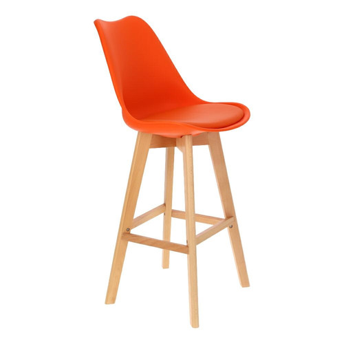 Bar Stool Norden Wood, high, PP, orange