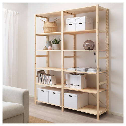 IVAR 2 sections/shelves, pine, 174x50x226 cm