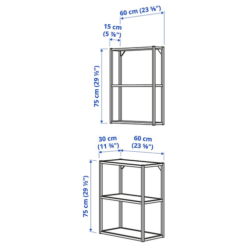 ENHET Wall/floor storage combination, white, 60x30x150 cm