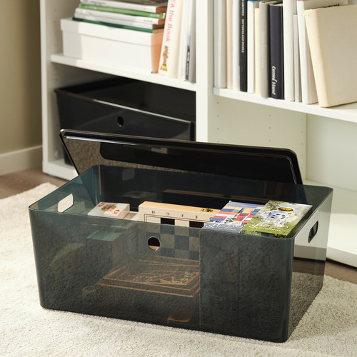 KUGGIS Box, transparent black, 37x54x21 cm