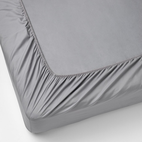 RÖNNVECKMAL Fitted sheet, grey, 80x200 cm