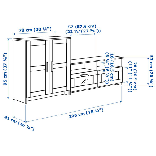 BRIMNES TV storage combination, white, 200x41x95 cm