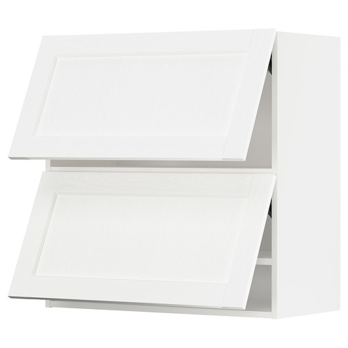 METOD Wall cab horizo 2 doors w push-open, white Enköping/white wood effect, 80x80 cm