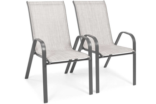 Garden Furniture Set PORTO with Table 150x90 cm & 6 Chairs, grey-black