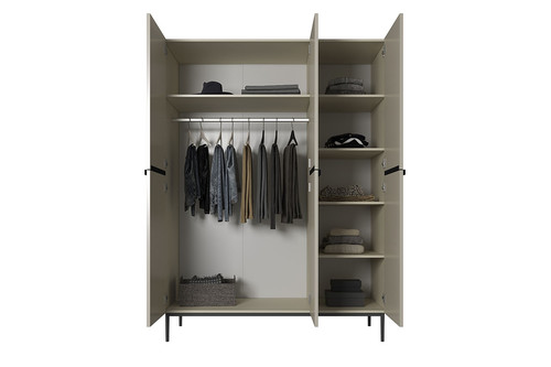 Wardrobe Nicole 150 cm, cashmere, black handles and legs