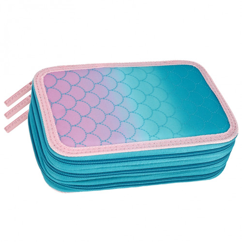 Pencil Case with 3 Zippers & School Accessories Ombre Mermaid