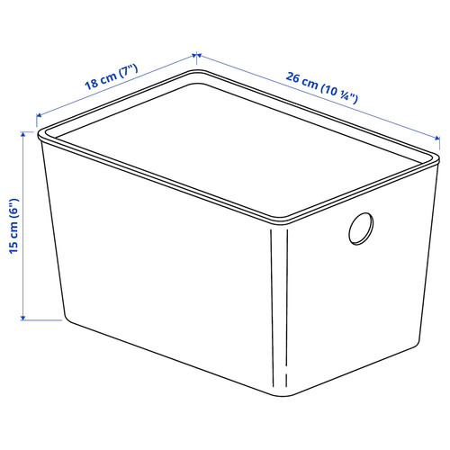 KUGGIS Box with lid, transparent black, 18x26x15 cm