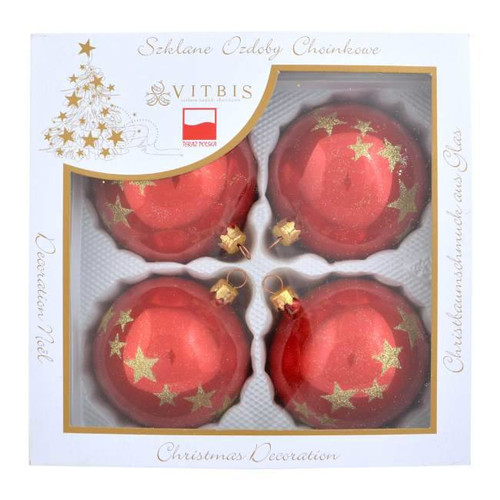 Christmas Baubles 7cm 4pcs, glass, 1 set, random colours