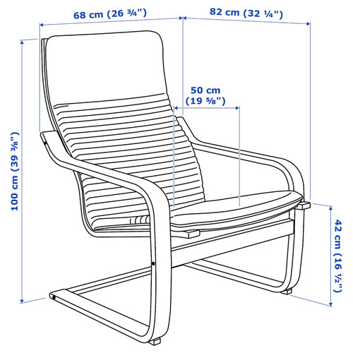 POÄNG Armchair and footstool, white stained oak veneer/Knisa light beige