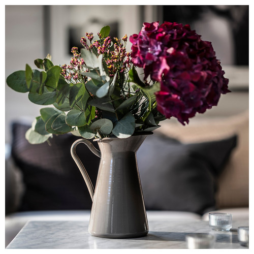 SOCKERÄRT Vase/jug, dark grey-beige, 22 cm
