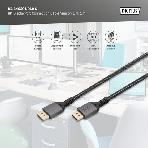 Digitus Connection Cable DisplayPort UHD DB-340201-010-S 1m