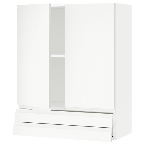 METOD / MAXIMERA Wall cabinet w 2 doors/2 drawers, white/Voxtorp matt white, 80x100 cm