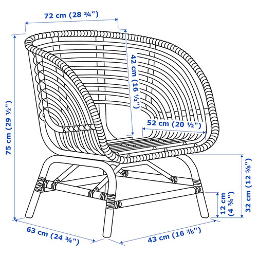 BUSKBO Armchair, rattan