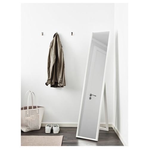 FLAKNAN Standing mirror, white, 30x150 cm