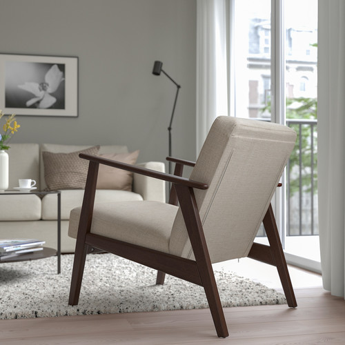 EKENÄSET Armchair, Kilanda light beige