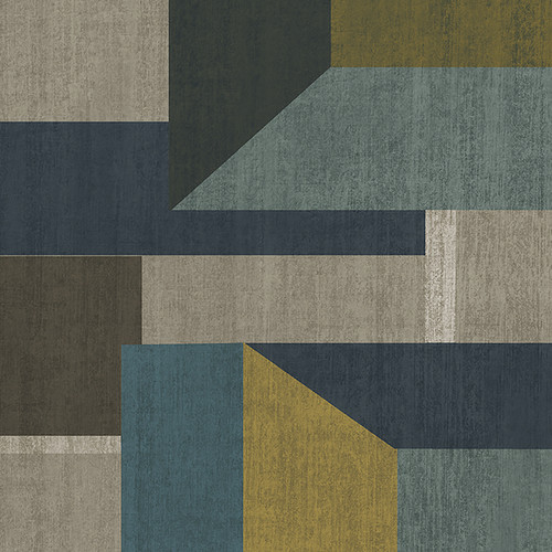 GoodHome Vinyl Wallpaper on Fleece Galene, ocher/turquoise