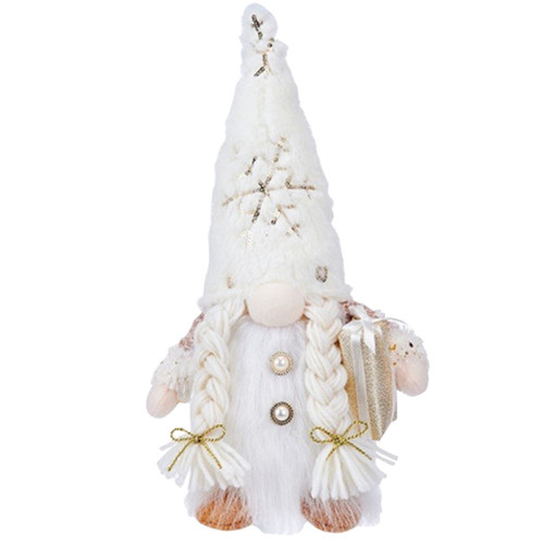 Christmas Decoration Glowing Gnome Elf Dwarf, off-white