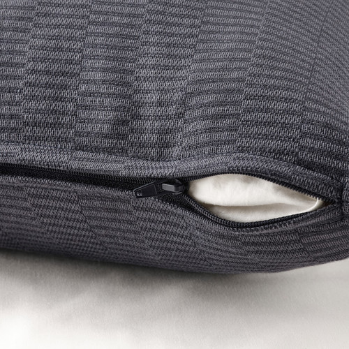 PLOMMONROS Cushion cover, dark grey/grey, 50x50 cm