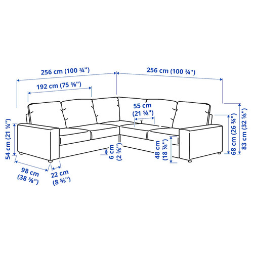 VIMLE Corner sofa, 4-seat, with wide armrests/Gunnared beige