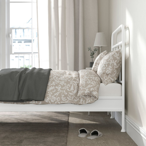 STJÄRNÖ Bed frame, white/Lönset, Standard Single