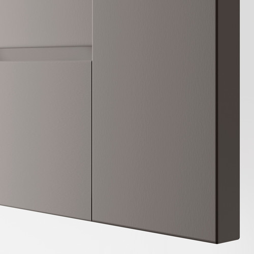 PAX / GRIMO Wardrobe combination, white, Grimo grey, 200x60x236 cm