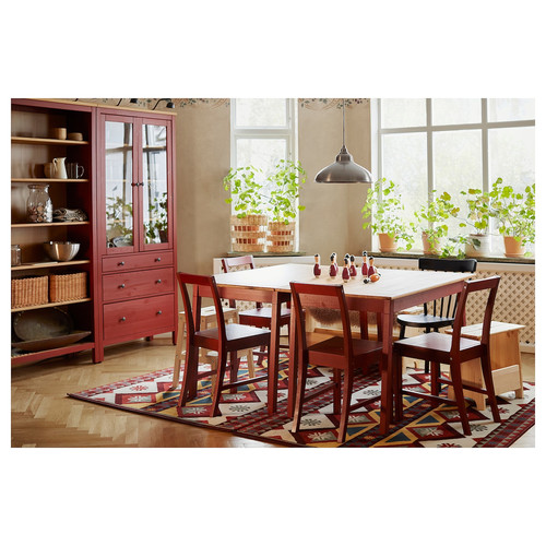 PINNTORP / PINNTORP Table and 4 chairs, light brown stained red stained/red stained, 125 cm