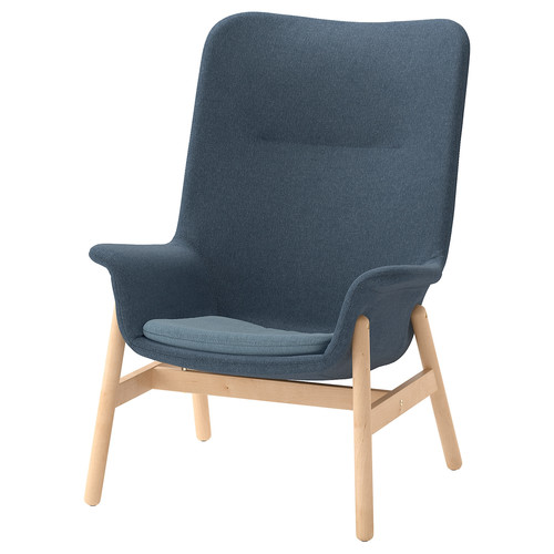 VEDBO High-back armchair, Gunnared blue