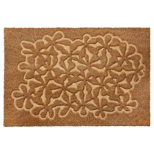 HÄNGBRO Door mat, flower natural colour/beige, 40x60 cm