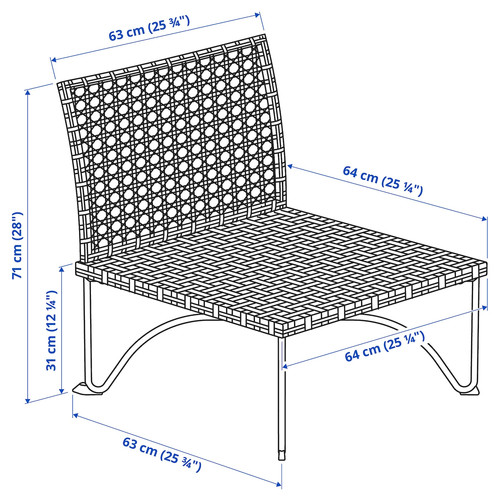 JUTHOLMEN One-seat section, outdoor, dark grey-brown dark grey