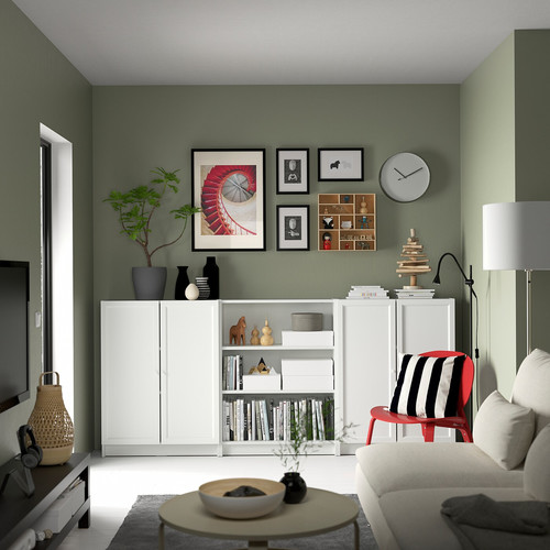 BILLY / OXBERG Bookcase combination with doors, white, 240x106 cm