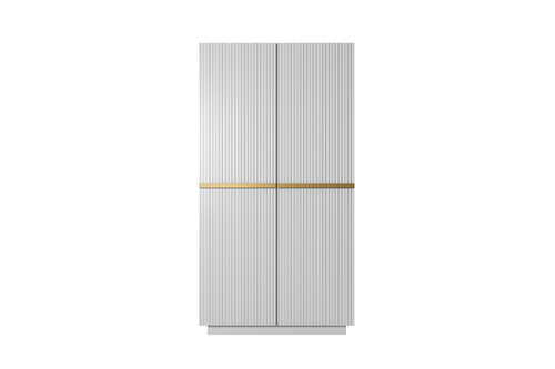 Wardrobe Nicole 100 cm, matt white, gold handles