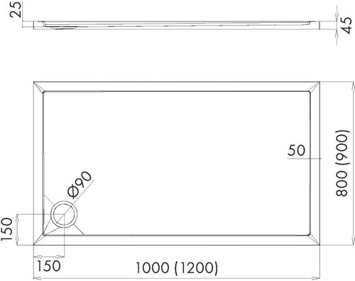 Acrylic Shower Tray Alta 80 x 100 x 4.5 cm, concrete