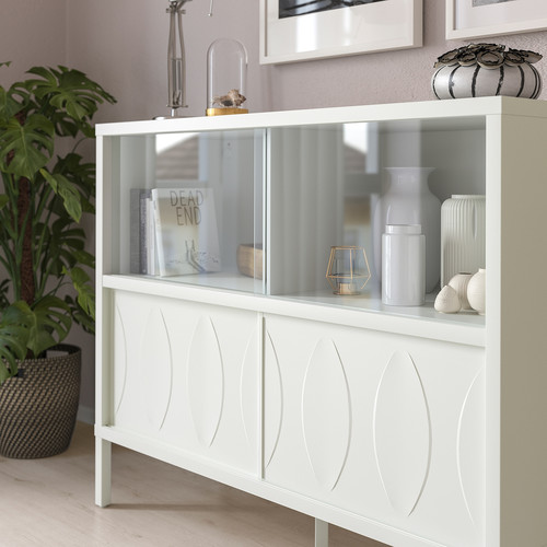 KALKNÄS Cabinet with sliding doors, white, 121x43x98 cm