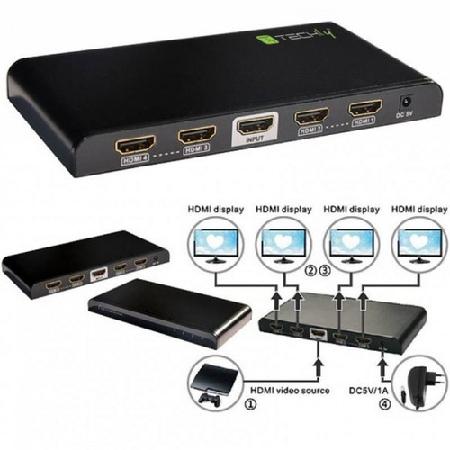 Splitter-splitter AV HDMI 2.0 1/4 Ultra HD 4Kx2K 3D