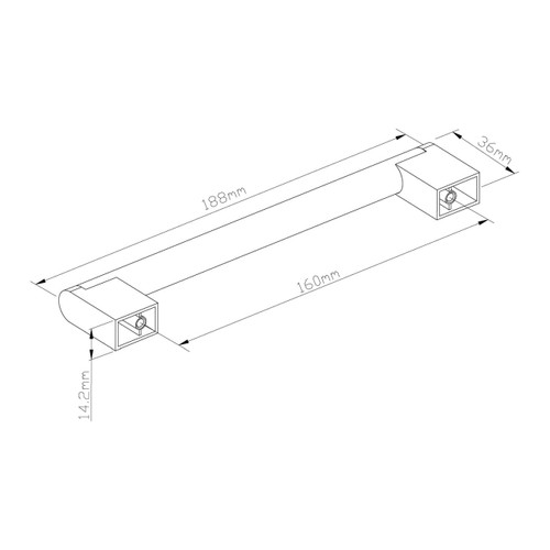 GoodHome Bar Cabinet Handle Khara 188 mm, emobssed, silver