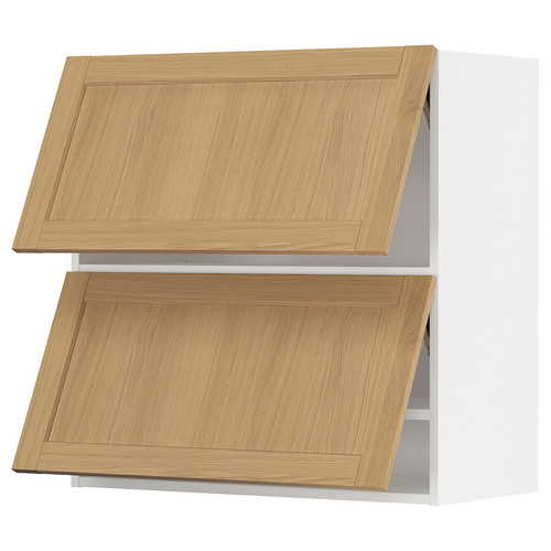 METOD Wall cab horizo 2 doors w push-open, white/Forsbacka oak, 80x80 cm